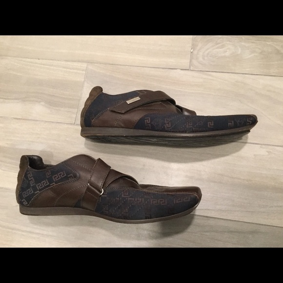 Versace Italy VTG Medusa Men’s Brown Leather Square Toe Sneakers Shoes Y2K, 44.5 main image 6